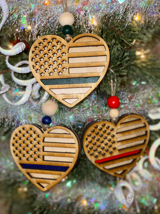 American Honor Heart Ornaments